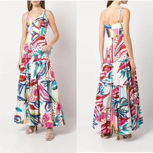 PatBo Flora Textured Tiered Flowy Maxi Dress NWT - Picture 2 of 14
